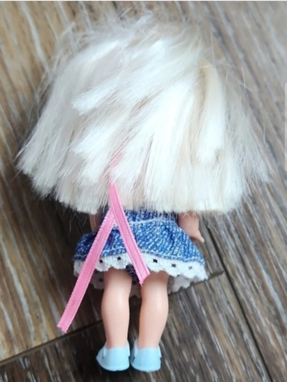 Vintage Kelly Barbie Doll Jean Dress Blue Shoes
